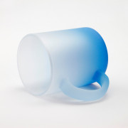 Кружка стеклянная матовая 330 мл. с голубым дном